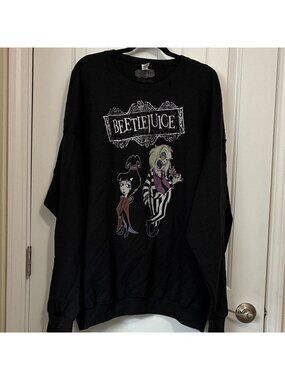 Beetlejuice Jerzees NuBlend Women’s Black Crew Neck Graphic Print Sweatshirt 3XL